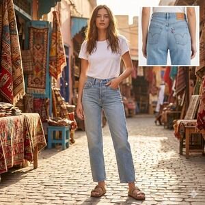 Levis Ribcage Straight Ankle Jean W25 L27 High Rise Button Fly 72693 Medium Wash